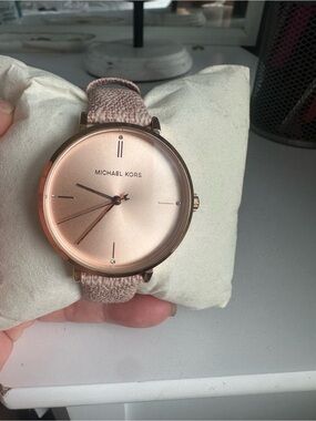 Michael Kors Rose Gold Dial Blush Fabric Strap Watch